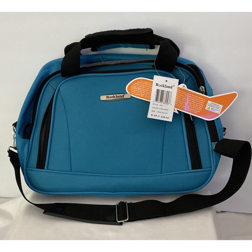 Turquoise Carry-On Luggage 14" Sml Under Seat Tote Bag w Strap - Rockland - NWT